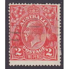 Australian    King George V    2d Red  Single Crown WMK Plate Variety 12R28..